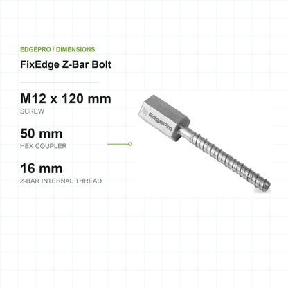 EdgePro FixEdge Z-Bar Concrete Bolt M12, dimensions