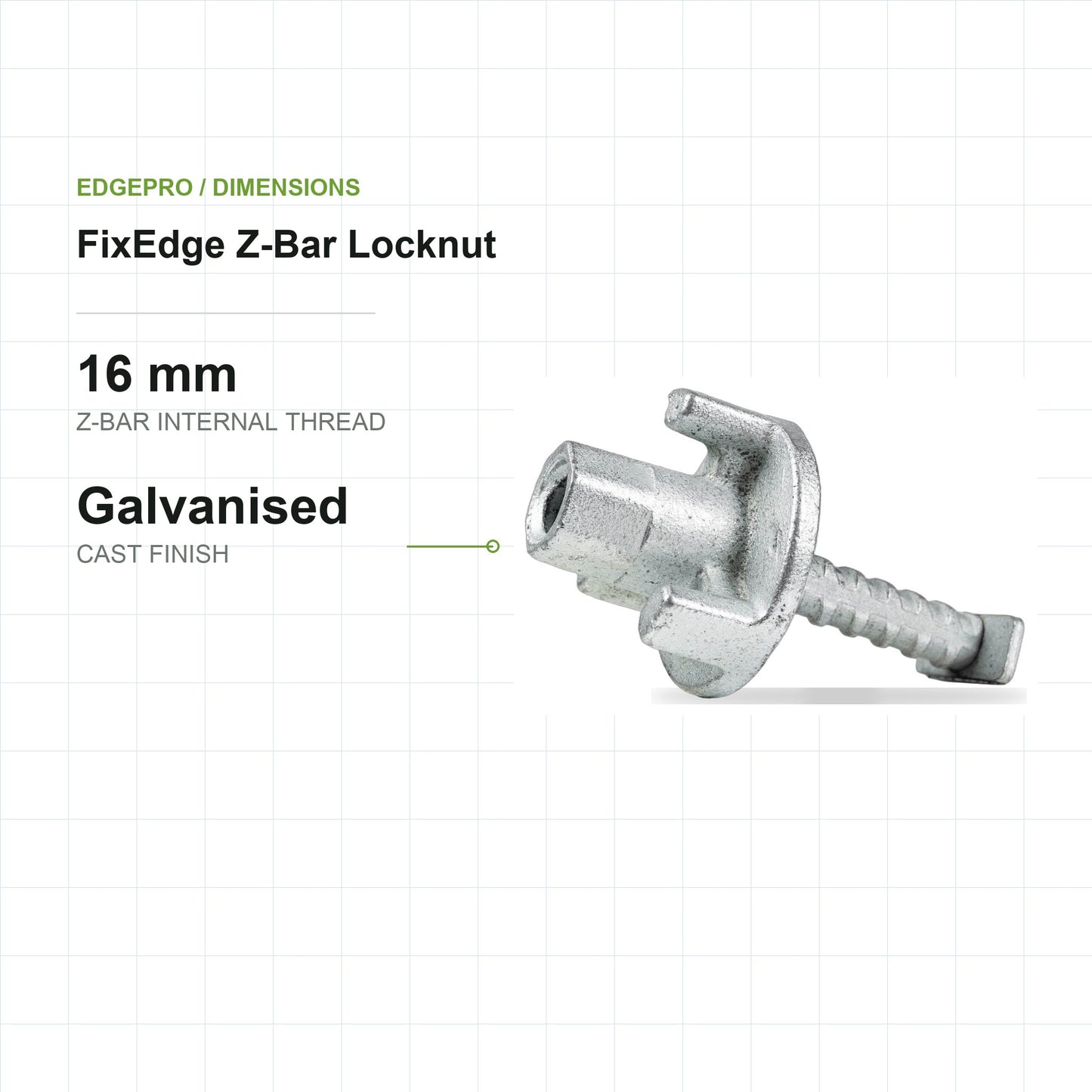 EdgePro FixEdge Z-Bar Locknut, dimensions