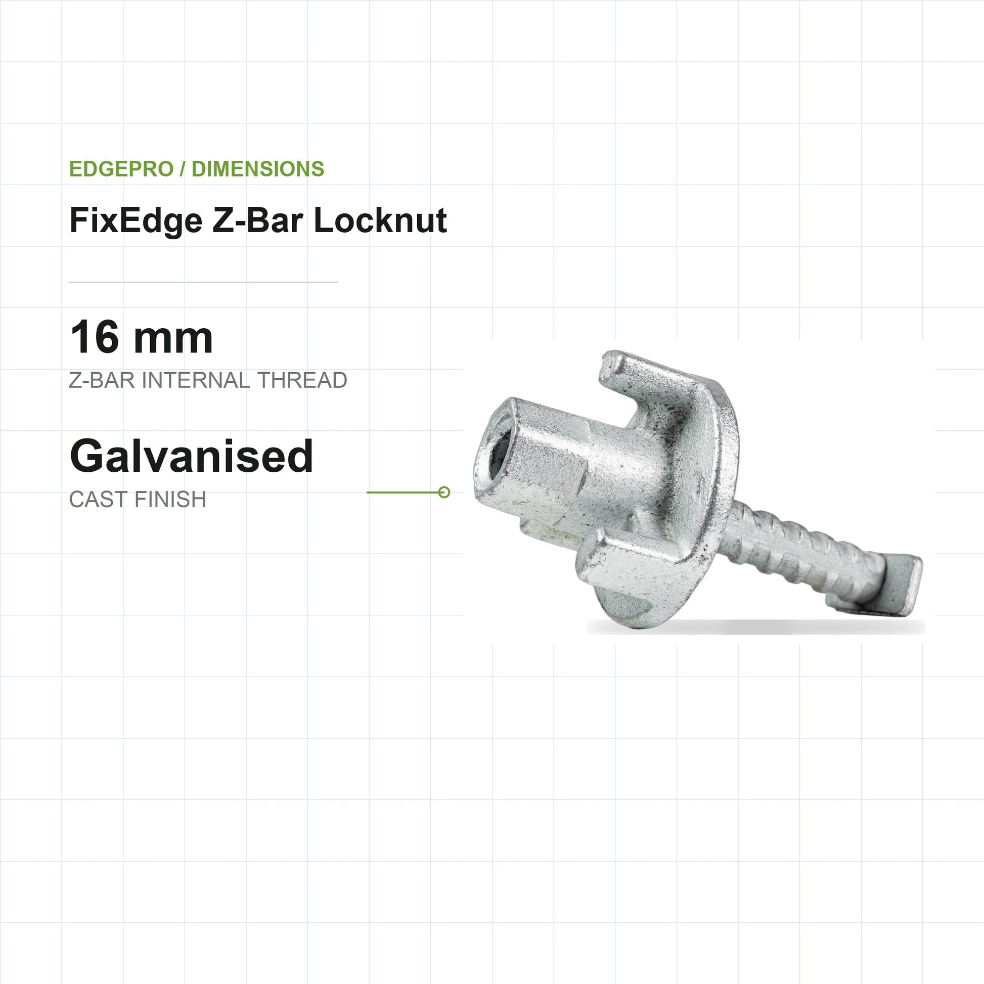 EdgePro FixEdge Z-Bar Locknut, dimensions