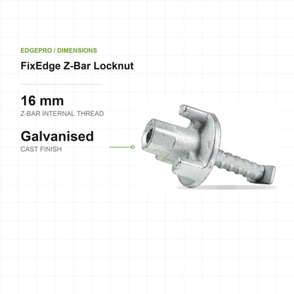 EdgePro FixEdge Z-Bar Locknut, dimensions